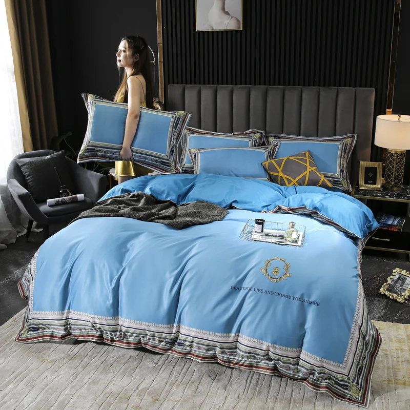 Summer Aesthetic European Bedding Set Embroidery Luxury King Size Satin Bed Sheet Set Bedspread Double Jogo De Cama Bed Linens
Summer Aesthetic European Bedding Set Embroidery Luxury King Size Satin Bed Sheet Set Bedspread Double Jogo De Cama Bed Linens