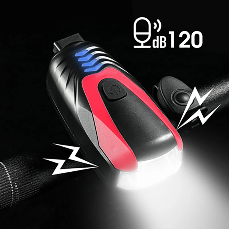 Bicycle Light USB Charging Bike Front Waterproof LED Cycling Head Horn Light 120db Bell MTB Road Bicycle Accessories 
Bicycle Light USB Charging Bike Front Waterproof LED Cycling Head Horn Light 120db Bell MTB Road Bicycle Accessories