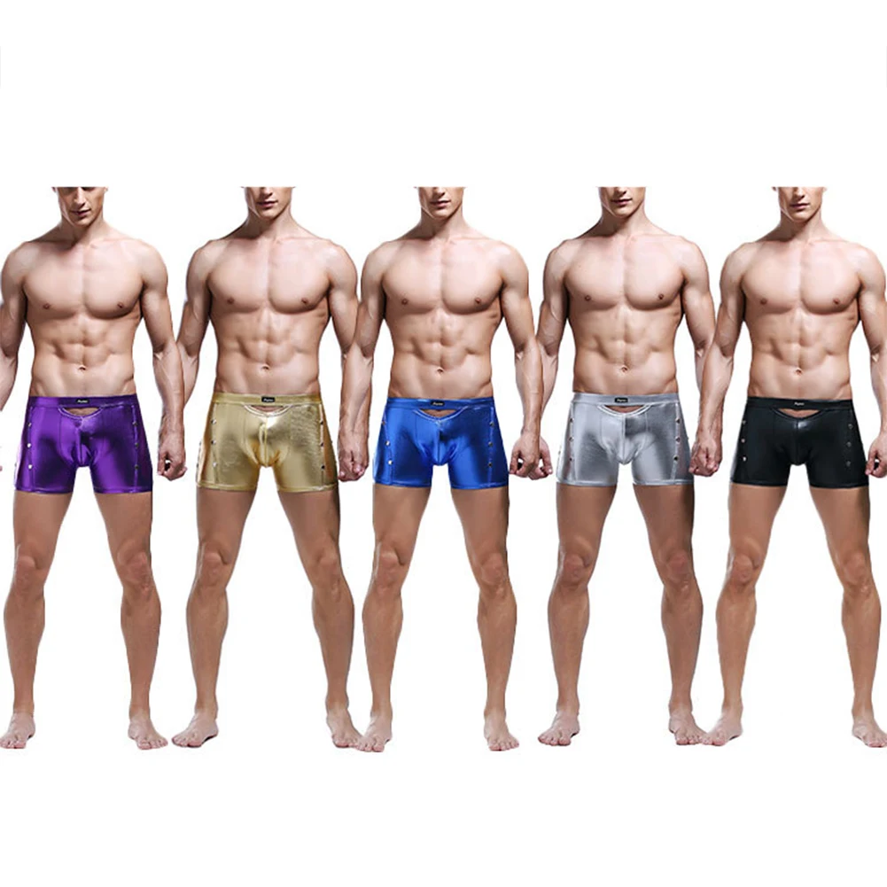 Fashionable Men Solid Color Underwear Male Breathable Artificial Leather Personalized Rivet Decoration Sexy Boxer Shorts
Fashionable Men Solid Color Underwear Male Breathable Artificial Leather Personalized Rivet Decoration Sexy Boxer Shorts