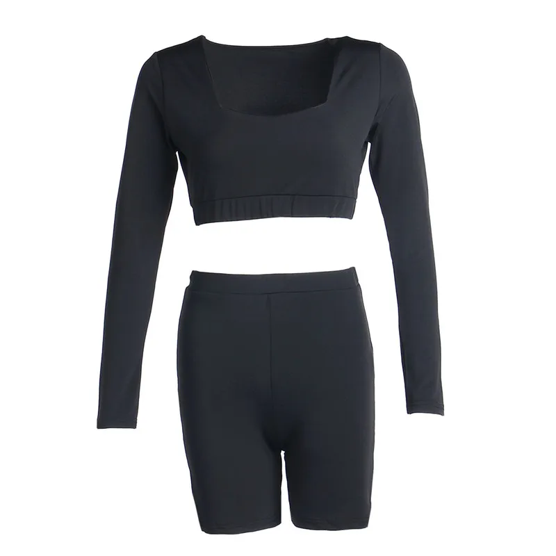 Women Sexy Clothes Solid Bodycon 2 Pieecs Set Long Sleeve Fashion Casual Outfits Basic Crop Tops High Waist Biker Shorts 2020
Women Sexy Clothes Solid Bodycon 2 Pieecs Set Long Sleeve Fashion Casual Outfits Basic Crop Tops High Waist Biker Shorts 2020