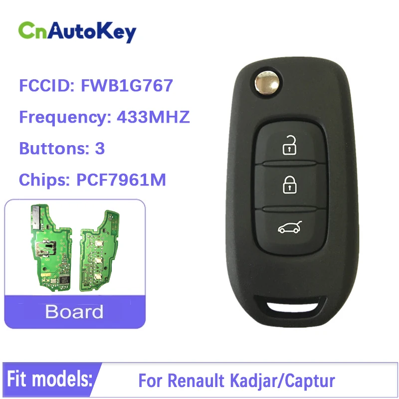 Оригинальный флип-ключ CN010027 для Renault Kadjar/Captur 433 МГц транспондер PCF 7961 IC: 1788D-FWB1G767 |