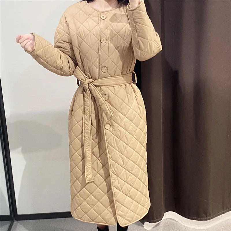 Women's Padded Overcoats With Belt Pajamas Style Long Parka Quilted Rhombic Plaid Coats Autumn Winter Warm Outwear
Women's Padded Overcoats With Belt Pajamas Style Long Parka Quilted Rhombic Plaid Coats Autumn Winter Warm Outwear