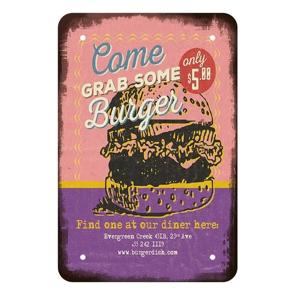 Burger/Pizza/Coffee/Hot Dog/Cheese Vintage Metal Signs Retro Plaque Wall Cafe Snack Bar House Decor Billboard Old Poster
Burger/Pizza/Coffee/Hot Dog/Cheese Vintage Metal Signs Retro Plaque Wall Cafe Snack Bar House Decor Billboard Old Poster