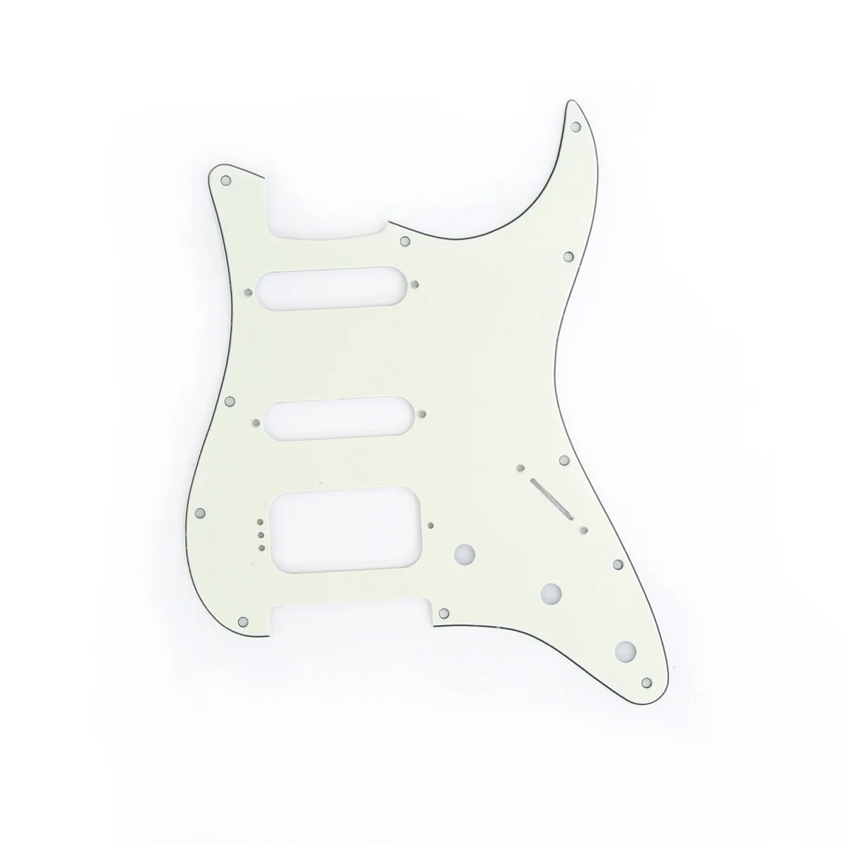 

Musiclily Pro 11-Hole Round Corner HSS Guitar Strat Pickguard for USA/Mexican Strat 4-screw Humbucking Pickup, 3Ply Ivory Mint