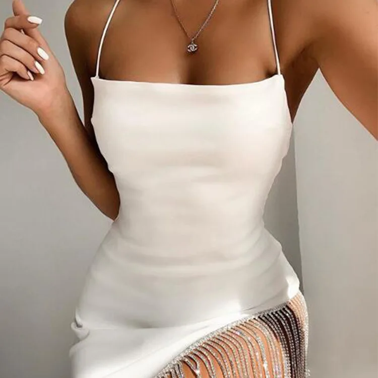 2021 European and American fashion women's hot-selling nightclub hem diamond tassel stitching sexy sling dress ALqinwa
2021 European and American fashion women's hot-selling nightclub hem diamond tassel stitching sexy sling dress ALqinwa