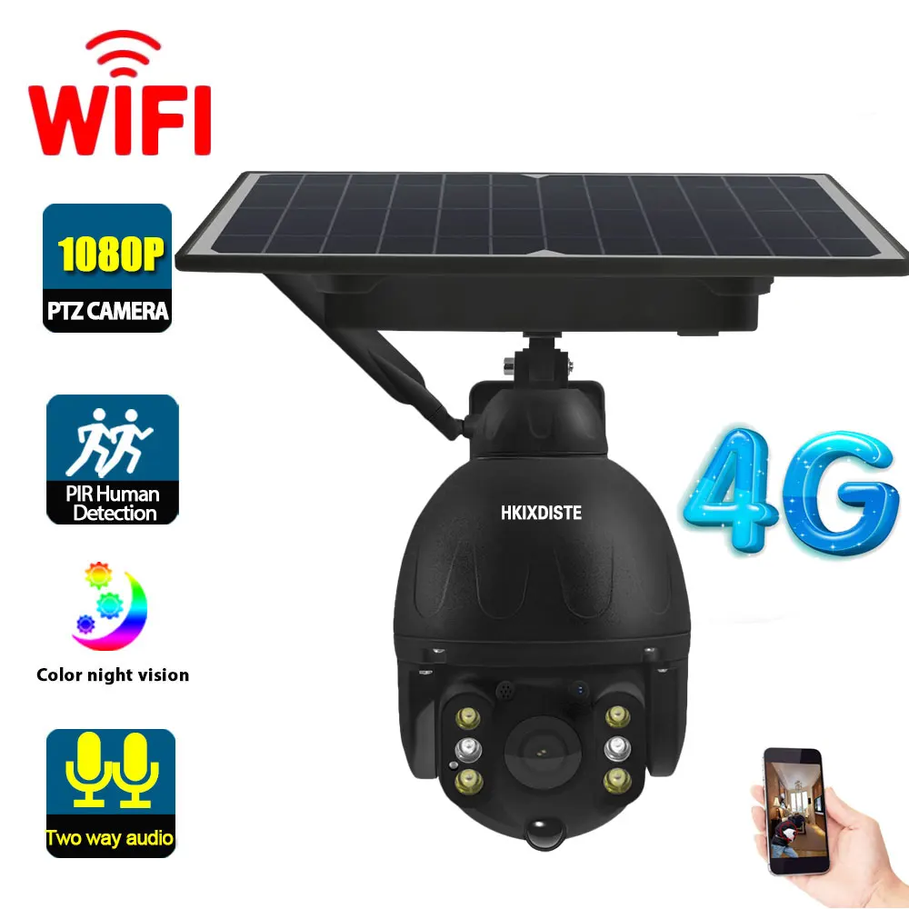 4g Wifi CCTV IP PTZ Dome Camera Solar 1080P Outdoor Color Night Vision Security Surveillance Camera with Sim Card Wireless 2MP
4g Wifi CCTV IP PTZ Dome Camera Solar 1080P Outdoor Color Night Vision Security Surveillance Camera with Sim Card Wireless 2MP