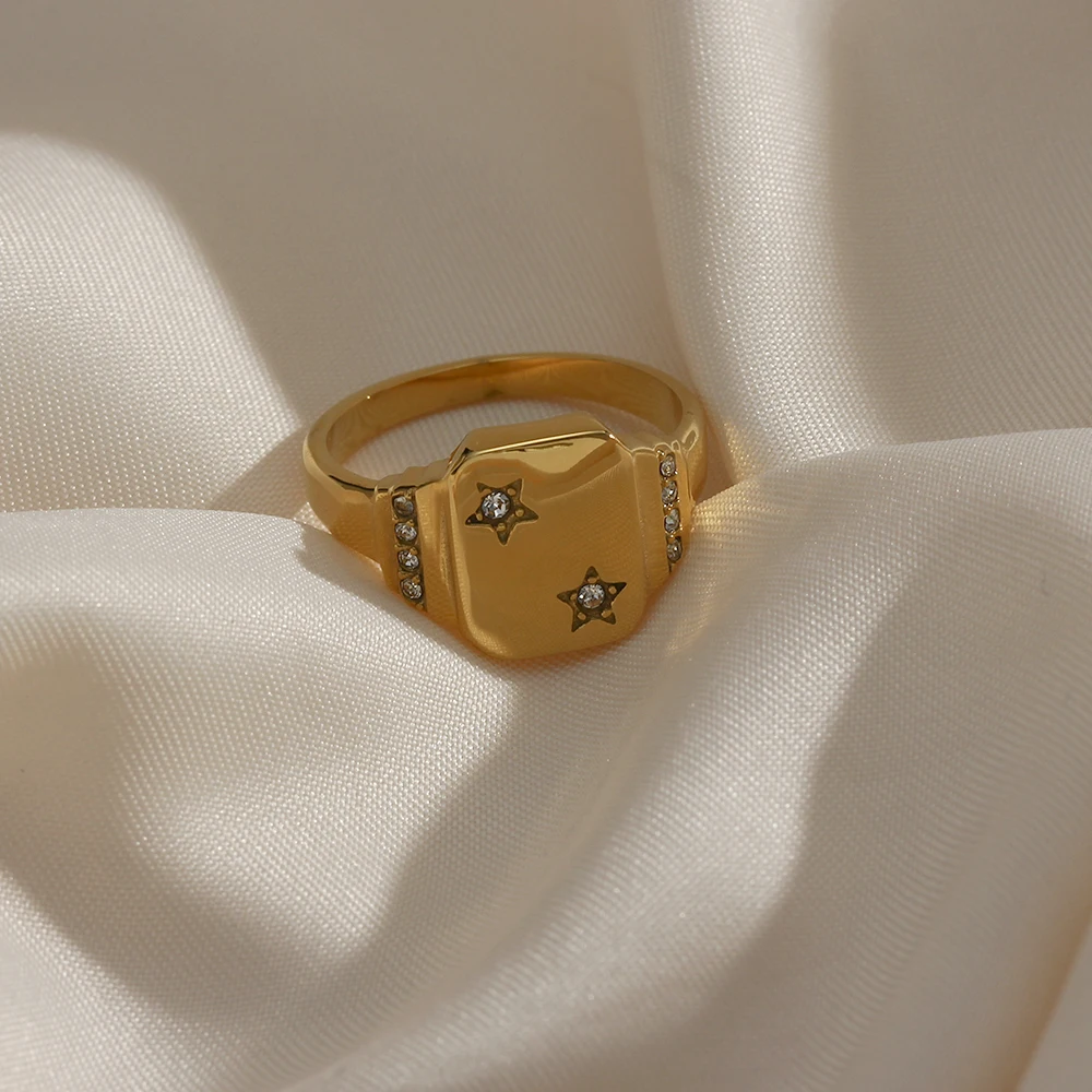 2021 New 3A Blingbling Star Paved Square Gold Rings For Female Delicate Tarnish Free Jewelry Girl's Starry Stainless Steel Ring
2021 New 3A Blingbling Star Paved Square Gold Rings For Female Delicate Tarnish Free Jewelry Girl's Starry Stainless Steel Ring