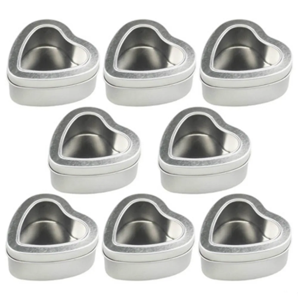 2022 8-pack Empty Heart Shaped Silver Metal Tins With Clear Window For Candle Making, Candies, Gifts & Treasures Party Favors
2022 8-pack Empty Heart Shaped Silver Metal Tins With Clear Window For Candle Making, Candies, Gifts & Treasures Party Favors