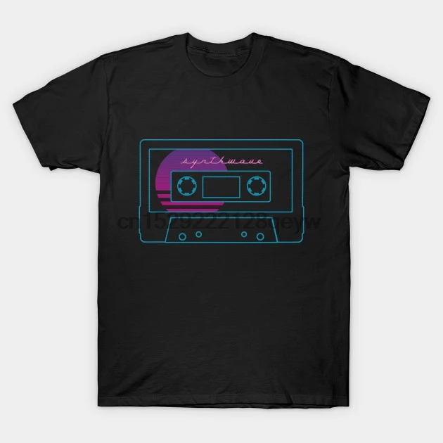 Мужская футболка Synthwave кассета (вариант видео) Футболка для женщин и мужчин