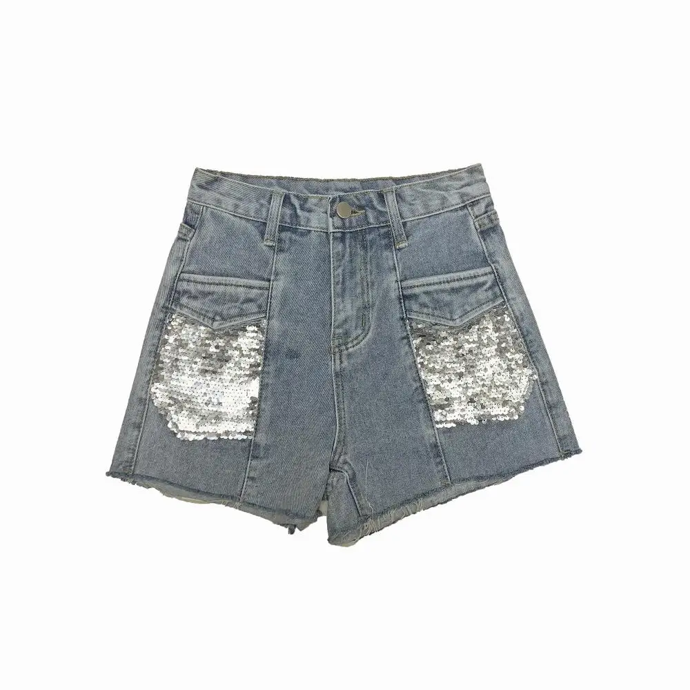 Fashionable new style loose slim straight pants A word wild sequin denim shorts
Fashionable new style loose slim straight pants A word wild sequin denim shorts