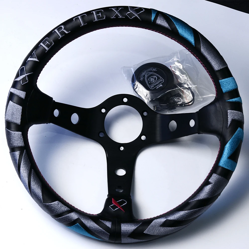 Новый стиль Vertex 13-дюймовые спортивные рулевые колеса из натуральной кожи с