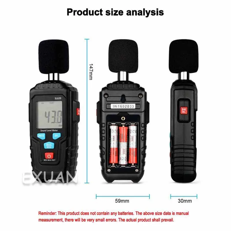 SL620 Decibel Meter Noise Tester Industrial Digital Sound Level Meter Professional High Precision Mini Household Noise Meter
SL620 Decibel Meter Noise Tester Industrial Digital Sound Level Meter Professional High Precision Mini Household Noise Meter