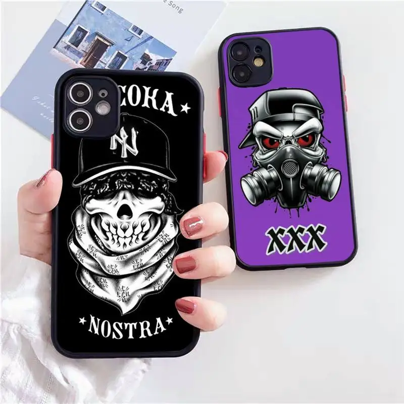 

rock skull Skeleton Gangster Phone Cases Matte Transparent for iPhone 7 8 11 12 s mini pro X XS XR MAX Plus cover capa shell