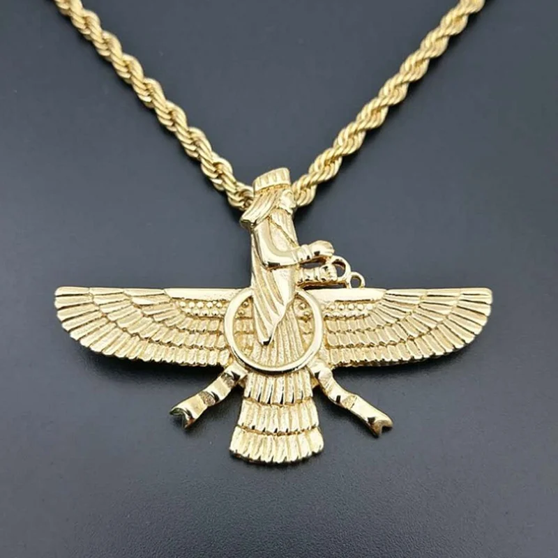 Men Fashion Personality Gold Color Ahura Mazda Fire of Truth Zoroastrian Amulet Pendant Necklace Jewelry
Men Fashion Personality Gold Color Ahura Mazda Fire of Truth Zoroastrian Amulet Pendant Necklace Jewelry