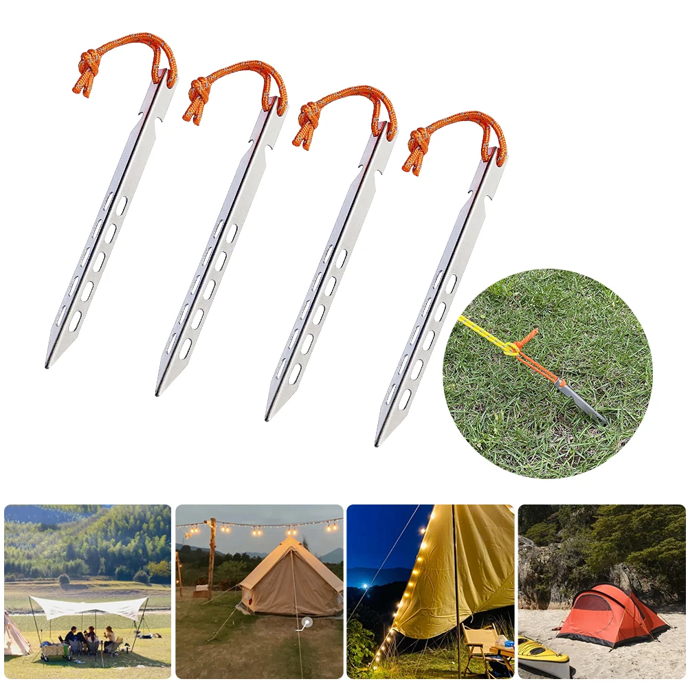 4 шт., V-образный крепеж для палатки из титанового сплава 
4 шт., V-образный крепеж для палатки из титанового сплава