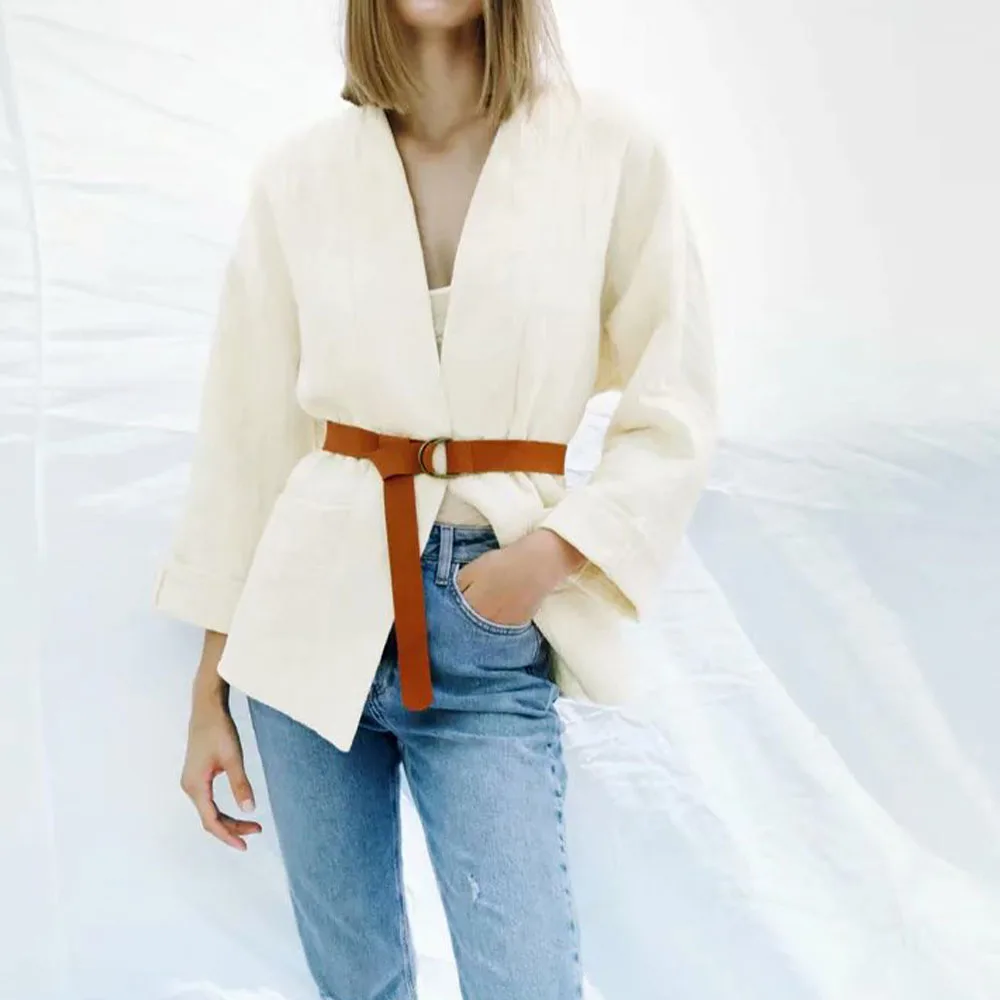 Женская Осенняя стеганая куртка Za, свободная винтажная верхняя одежда с длинными рукавами и карманами, с декоративным ремнем, 2021
Женская Осенняя стеганая куртка Za, свободная винтажная верхняя одежда с длинными рукавами и карманами, с декоративным ремнем, 2021