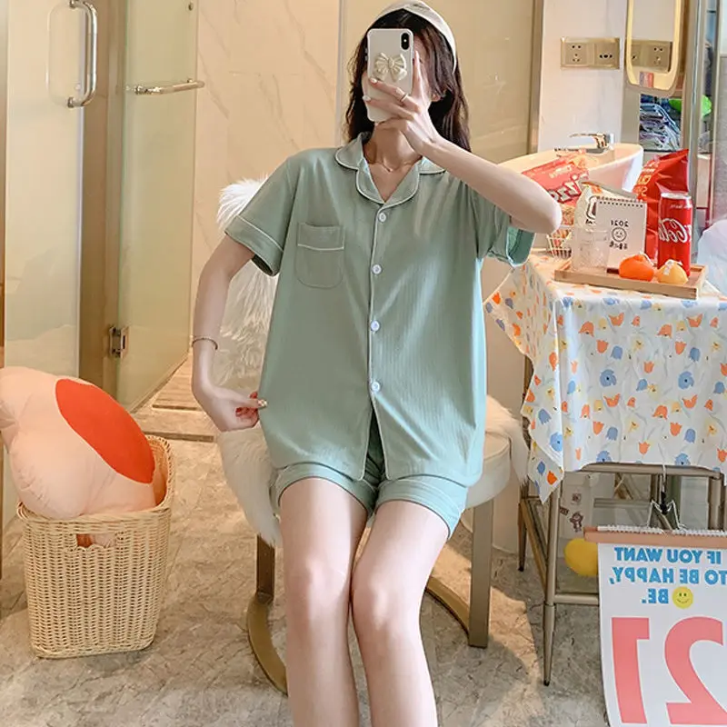 Pajamas for Women Summer Home Suit Short Sleeve Pyjamas pajama sets 100% Cotton Pijama Solid Pyjamas Suits Nightwear Sleepwear
Pajamas for Women Summer Home Suit Short Sleeve Pyjamas pajama sets 100% Cotton Pijama Solid Pyjamas Suits Nightwear Sleepwear