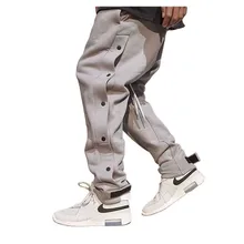 Trendy Side Button Joggers Men Casual Sweat Pants Harem Slim Fits Trousers Streetwear Male Clothing