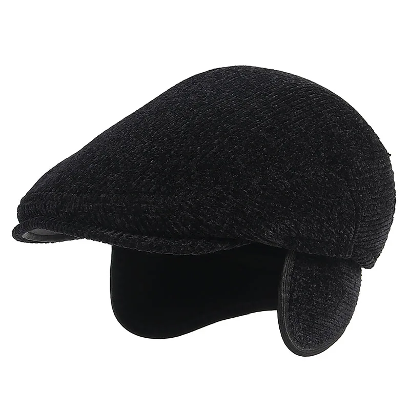 

Мужская кепка зима 2021 осень теплая плотная Черная кепка берет для мужчин мужской берет мужская шапка с отрывающимися глазами ушами плоская ...