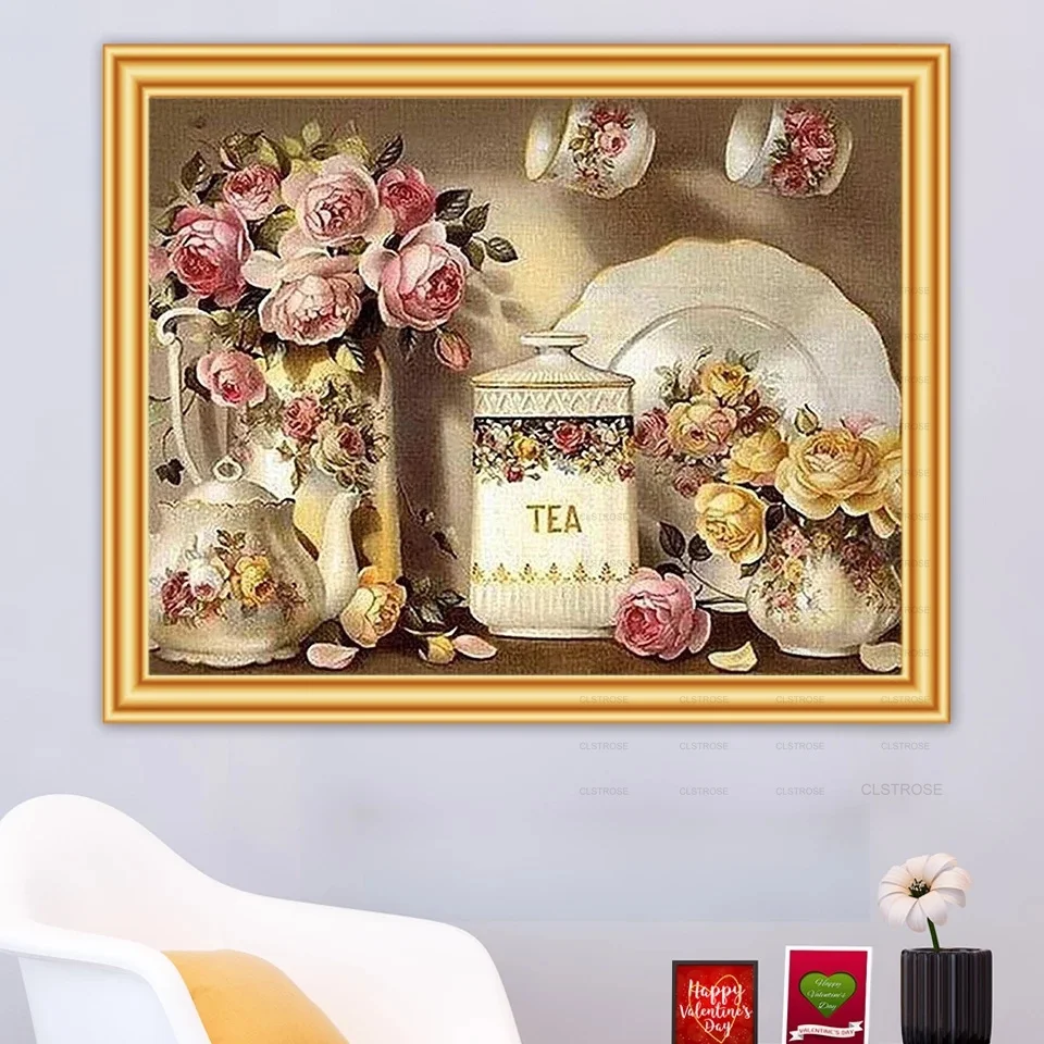 Diamond Painting Diy 5D European Style Acrylic Tea Set Blues and White China with Floral Pattern Background Living Room Furnitur
Diamond Painting Diy 5D European Style Acrylic Tea Set Blues and White China with Floral Pattern Background Living Room Furnitur