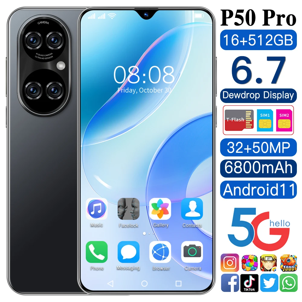 P50 Pro International Version Smartphone 512GB, 16GB RAM, Dual SIM, Factory Unlocked 5G, 4G / LTE, AI, HD Camera 6.7 Inch Screen
P50 Pro International Version Smartphone 512GB, 16GB RAM, Dual SIM, Factory Unlocked 5G, 4G / LTE, AI, HD Camera 6.7 Inch Screen