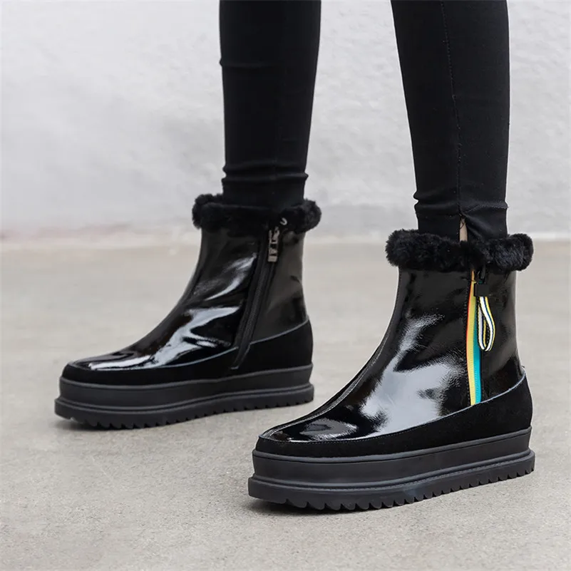 Meotina Winter Snow Boots Women Warm Wool Flat Platform Ankle Boots Cow Suede Zipper Round Toe Shoes Female 2019 Big Size 34-43
Meotina Winter Snow Boots Women Warm Wool Flat Platform Ankle Boots Cow Suede Zipper Round Toe Shoes Female 2019 Big Size 34-43