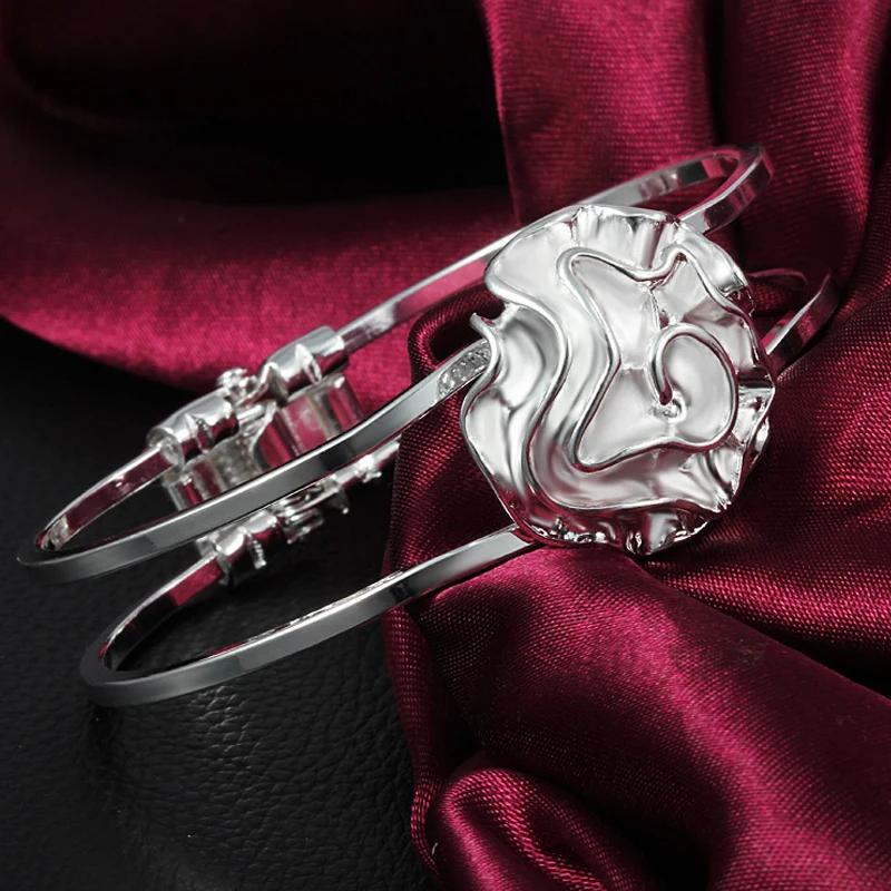 Top Quality Silver Bangles 925 Sterling Silver Plant Rose Flower Round Bracelet Bangle Fashion Jewelry Bijoux
Top Quality Silver Bangles 925 Sterling Silver Plant Rose Flower Round Bracelet Bangle Fashion Jewelry Bijoux