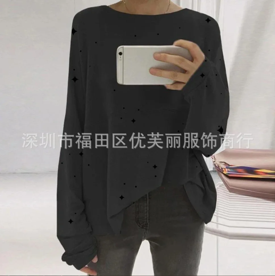 WEPBEL Star Printed T-shirt Fashion Women Loose Long-Sleeved T Shirt Summer Casual Top