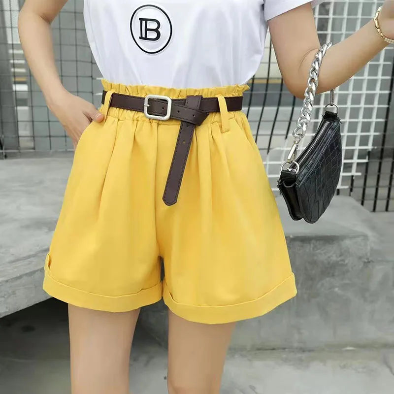 Women Summer Cotton Short Pants Casual Beach Ruffle High Waist Wide Leg Shorts with Belt Korean Fashion Solid Black White
Women Summer Cotton Short Pants Casual Beach Ruffle High Waist Wide Leg Shorts with Belt Korean Fashion Solid Black White