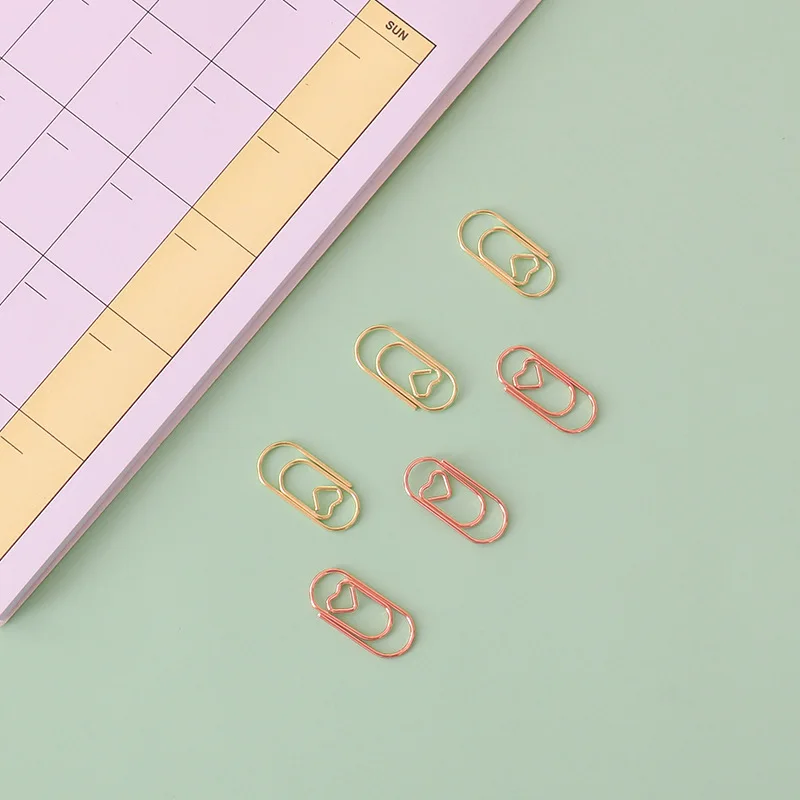 50pcs/bag The Mini Heart Gold Rose Gold Color Clip Bookmark Metal Office Accessories Paper Clips School Office Supply
50pcs/bag The Mini Heart Gold Rose Gold Color Clip Bookmark Metal Office Accessories Paper Clips School Office Supply