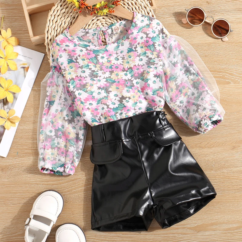 1-6 Years Baby Clothes Set Spring Long Sleeve Print Top PU Black Hight Waist Short 2pcs Outfits Toddler Baby Girl Clothes Sets
1-6 Years Baby Clothes Set Spring Long Sleeve Print Top PU Black Hight Waist Short 2pcs Outfits Toddler Baby Girl Clothes Sets