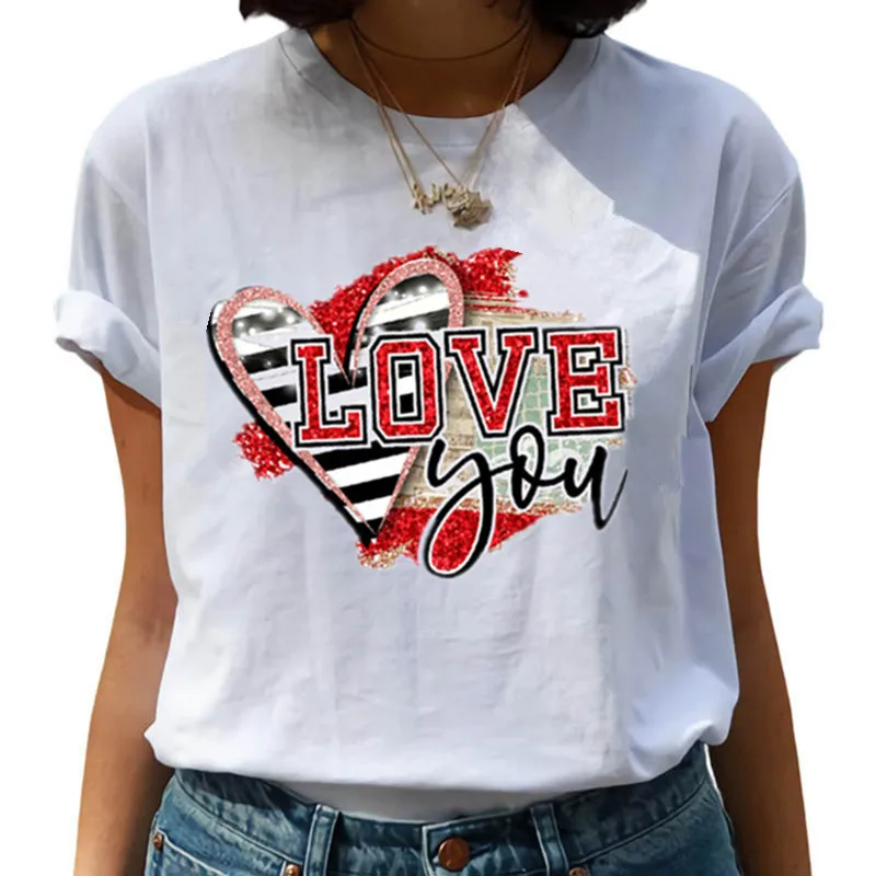 Heart love flower printing T-shirt ladies casual basis O-collar white shirt short sleeve ladies T-shirt love graphic printing 
Heart love flower printing T-shirt ladies casual basis O-collar white shirt short sleeve ladies T-shirt love graphic printing