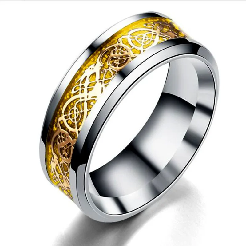 Aoney Titanium steel stainless steel dragon pattern piece ring European and American fashion personality fashion men's ring
Aoney Titanium steel stainless steel dragon pattern piece ring European and American fashion personality fashion men's ring