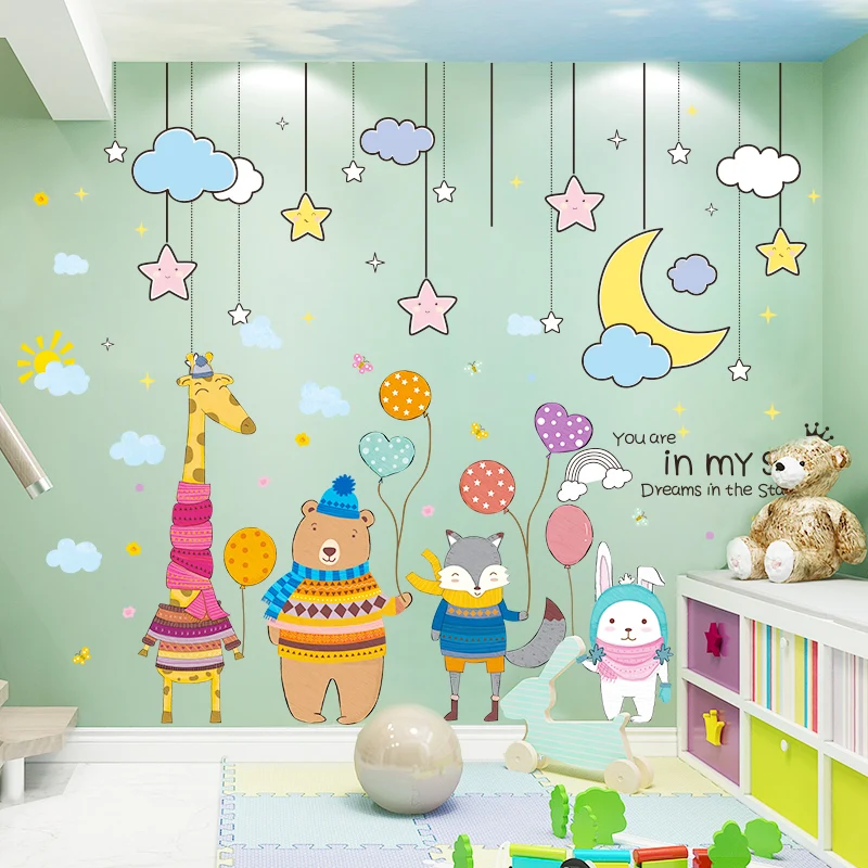 Cartoon Animals Balloons Wall Stickers DIY Stars Coulds Wall Decals for Kids Rooms Baby Bedroom Home Decoration
Cartoon Animals Balloons Wall Stickers DIY Stars Coulds Wall Decals for Kids Rooms Baby Bedroom Home Decoration