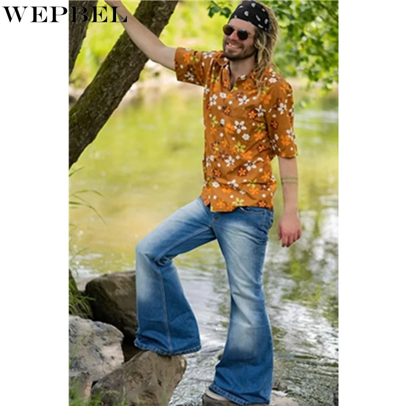 WEPBEL Men Vintage Punk Style Jeans Male Retro High Waist Flare Denim Pants Distressed Long Loose Washed Wide Leg Trousers
WEPBEL Men Vintage Punk Style Jeans Male Retro High Waist Flare Denim Pants Distressed Long Loose Washed Wide Leg Trousers
