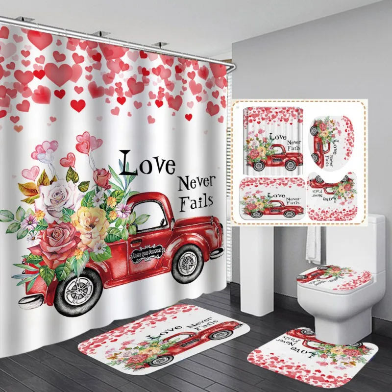 Shower Curtain Set includes shower curtain, non-slip floor mat, toilet seat cushion, U-shaped floor mat, polyester material 2021
Shower Curtain Set includes shower curtain, non-slip floor mat, toilet seat cushion, U-shaped floor mat, polyester material 2021