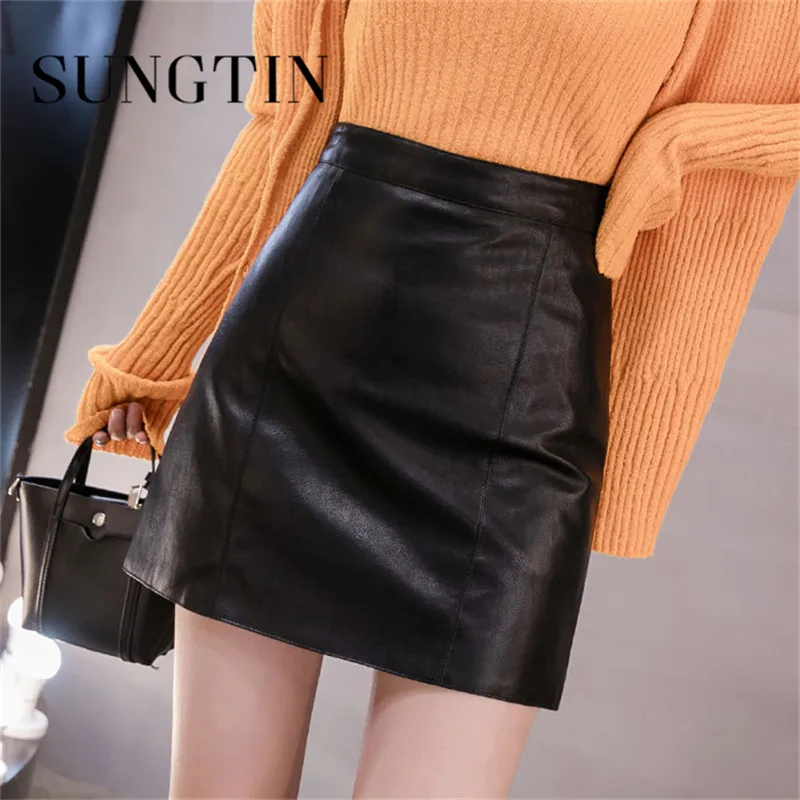 Sungtin Classic Mini Leather Skirt Women High Waist Fashion Casual Faux Leather A-Line Bodycon Skirt Ladies Streetwear New
Sungtin Classic Mini Leather Skirt Women High Waist Fashion Casual Faux Leather A-Line Bodycon Skirt Ladies Streetwear New
