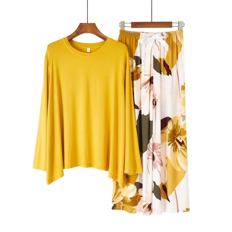 New Style Ladies Pajamas Simple Floral Large Floral Long-sleeved Trousers Home Service Two Piece Set Spring and Autumn
New Style Ladies Pajamas Simple Floral Large Floral Long-sleeved Trousers Home Service Two Piece Set Spring and Autumn