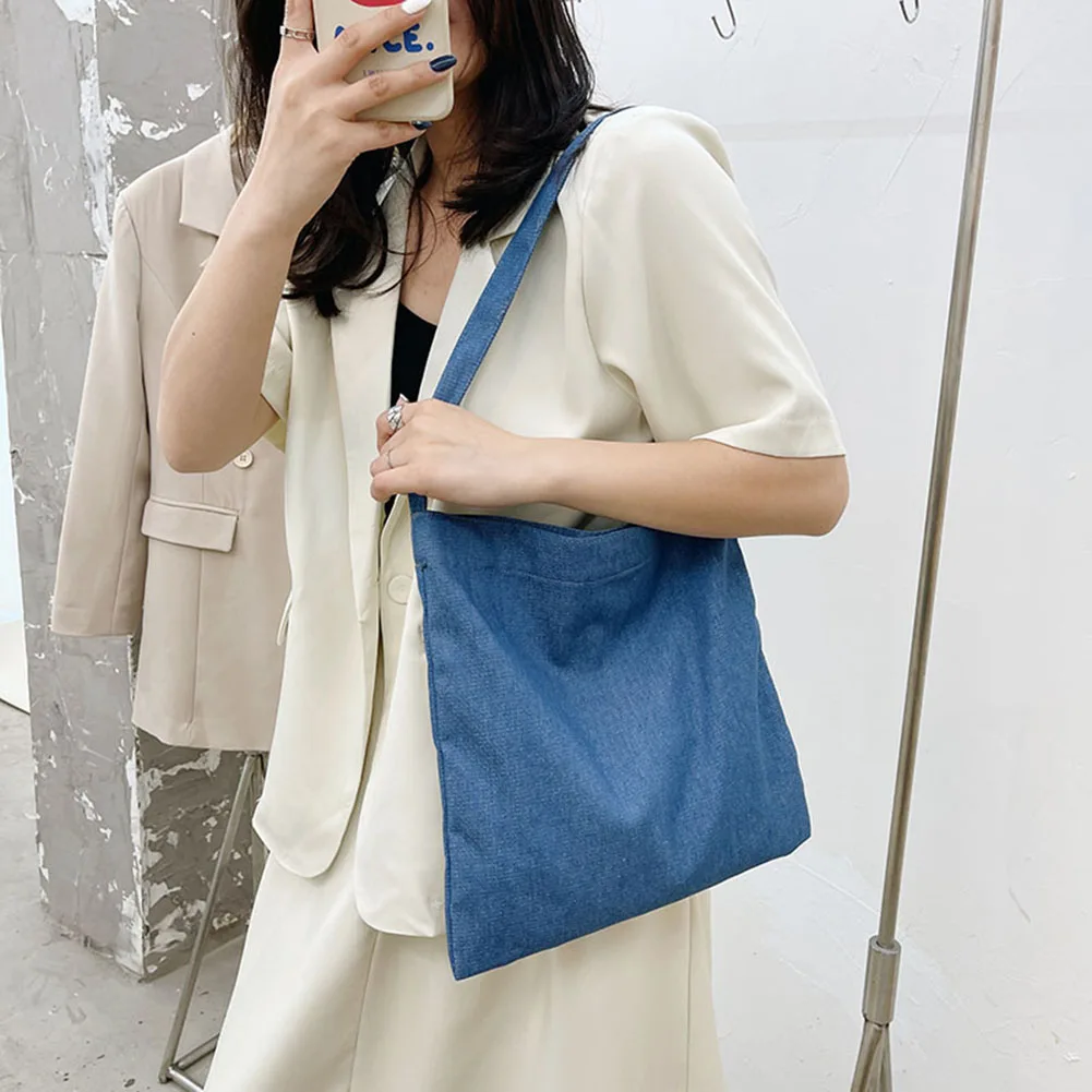 Vintage Ladies Shoulder Shopping Bag Casual Pure Color Denim Women Tote Handbags Eco-Friendly Cloth Reusable Shopping Bag
Vintage Ladies Shoulder Shopping Bag Casual Pure Color Denim Women Tote Handbags Eco-Friendly Cloth Reusable Shopping Bag