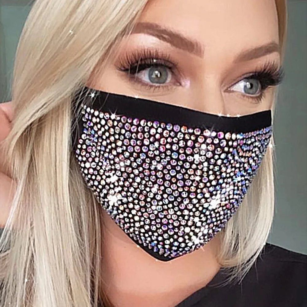 Fashion Women Shiny Black Mouth Mask Rhinestone PM2.5 Filter Decorative Face Mask Earloop Cotton Anti Dust Breathable Reusable
Fashion Women Shiny Black Mouth Mask Rhinestone PM2.5 Filter Decorative Face Mask Earloop Cotton Anti Dust Breathable Reusable