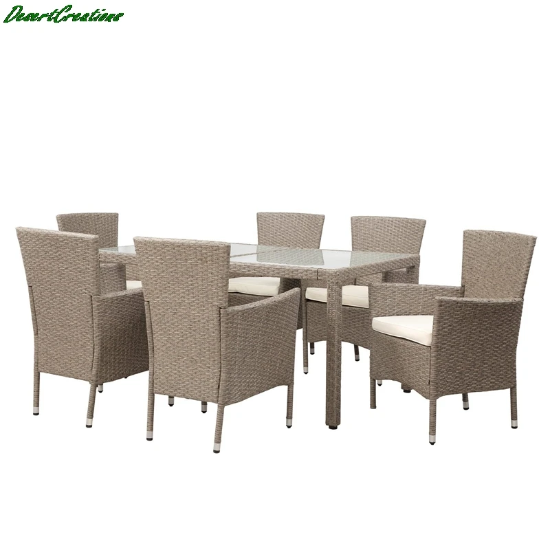 Outdoor Wicker Dining Set, 7 Piece Patio Dinning Table Beige-Brown Wicker Furniture Seating (Beige Cushions)
Outdoor Wicker Dining Set, 7 Piece Patio Dinning Table Beige-Brown Wicker Furniture Seating (Beige Cushions)