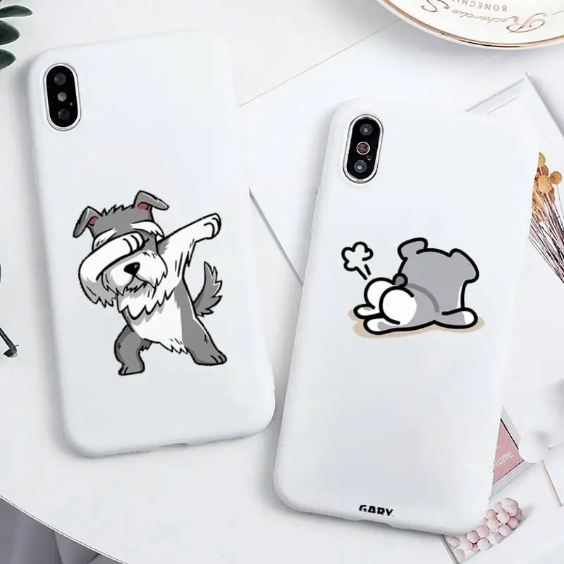 

Cartoon schnauzer dog Phone Case Candy Color for iPhone 11 12 mini pro XS MAX 8 7 6 6S Plus X 5S SE 2020 XR cover funda shell