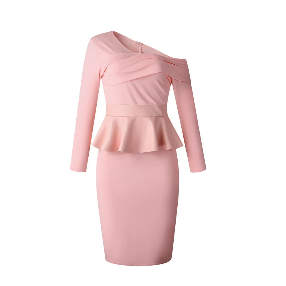 Pink Women Bodycon Dress Elegant 2020 Spring Ruffle High Waist Female Midi Dresses Robe One-Shoulder Plain Long Sleebe Vestidos
Pink Women Bodycon Dress Elegant 2020 Spring Ruffle High Waist Female Midi Dresses Robe One-Shoulder Plain Long Sleebe Vestidos
