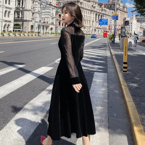 Black Velvet Dress For Women Patchwork Lace Dress Maxi Ladies Dresses Fragrance Vestidos De Fiesta De Noche Robe Femme Vestido 
Black Velvet Dress For Women Patchwork Lace Dress Maxi Ladies Dresses Fragrance Vestidos De Fiesta De Noche Robe Femme Vestido