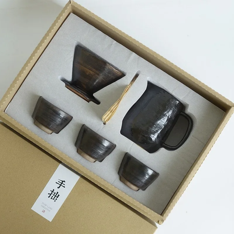 Popular Coffee Set Coffee Filter Three Cups Ceramics Handmade Retro Home Garden Furnishings Black White Color Casual Style
Popular Coffee Set Coffee Filter Three Cups Ceramics Handmade Retro Home Garden Furnishings Black White Color Casual Style