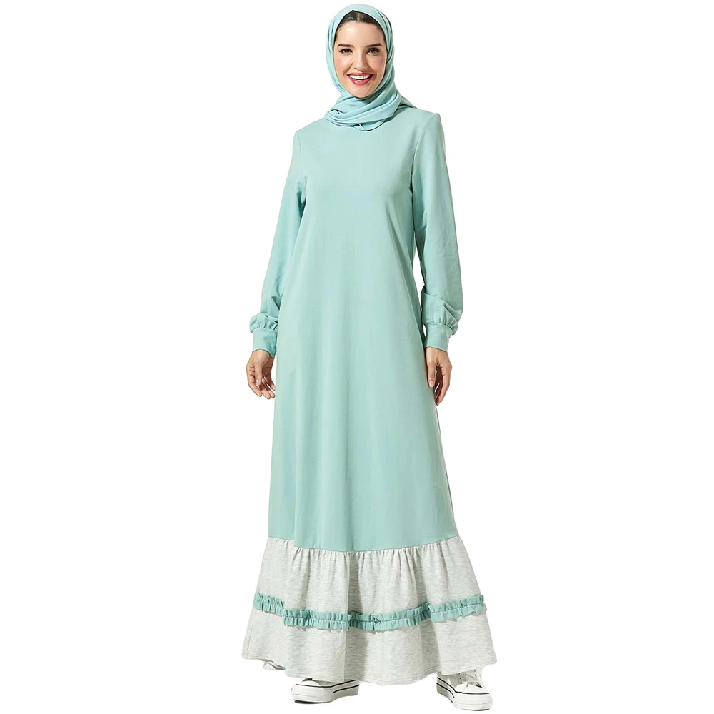 Ramadan Sweatshirt Abaya Muslim Women Long Sleeve Sport Dress Robes Jilbab Kaftan Arab Islamic Prayer Clothing Casual Gown New |