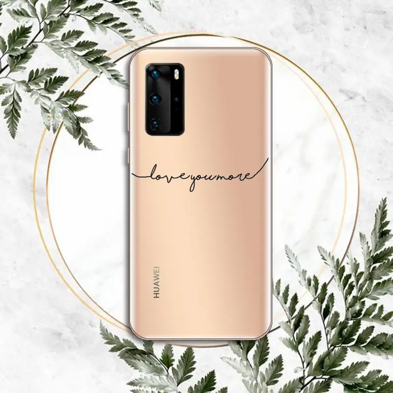 Love Heart Letter art design Phone Case Clear Transparent for huawei honor P 40 30 20 lite Pro 10 i 8 9 x p smart 2019
Love Heart Letter art design Phone Case Clear Transparent for huawei honor P 40 30 20 lite Pro 10 i 8 9 x p smart 2019