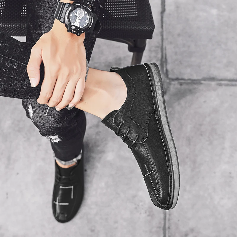 Skin Leather Mens Casual Shoes Slip Resistent Rubber Luxury Man Leisure Leather Shoes For Male Canvas shoe 
Skin Leather Mens Casual Shoes Slip Resistent Rubber Luxury Man Leisure Leather Shoes For Male Canvas shoe