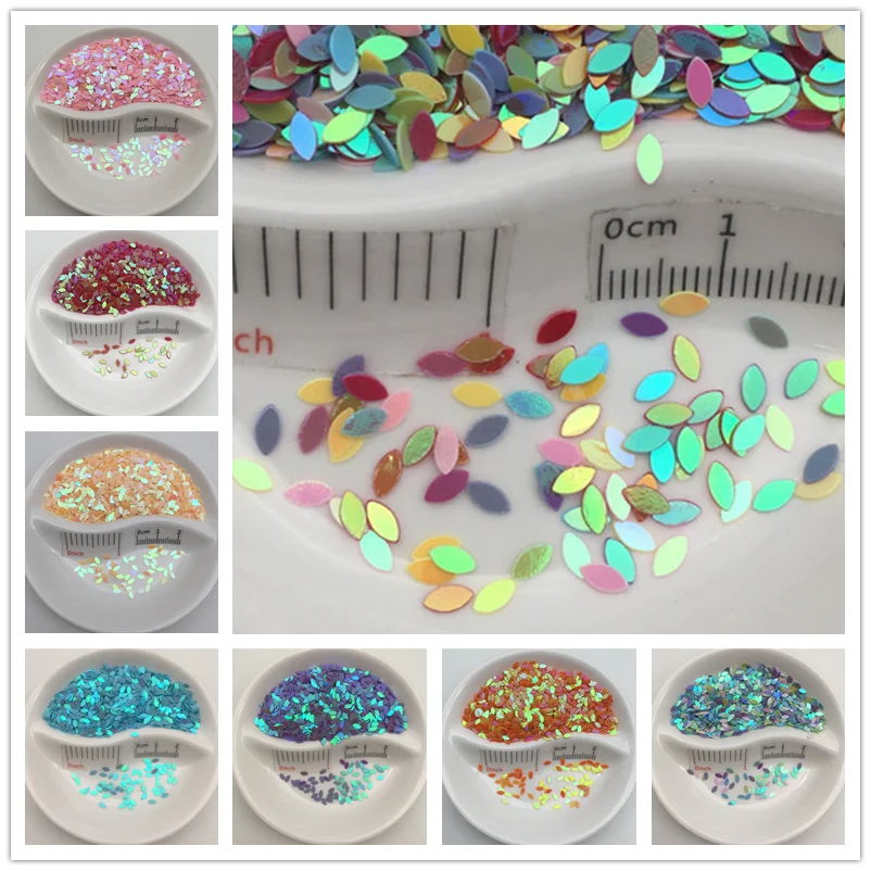 Новинка! Пайетки овальные в форме конского глаза из ПВХ 20 г 5 мм|sequin paillette|loose