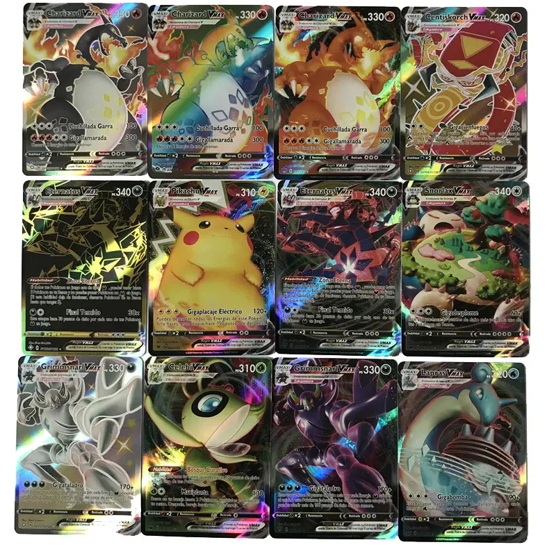 Новинка 2021, 60 шт./комплект, карты Pokemon Vmax в испанском стиле, Charizard Rainbow V Mega GX, карты для французских игр Eternatus, детские игрушки для мальчиков, подарки
Новинка 2021, 60 шт./комплект, карты Pokemon Vmax в испанском стиле, Charizard Rainbow V Mega GX, карты для французских игр Eternatus, детские игрушки для мальчиков, подарки